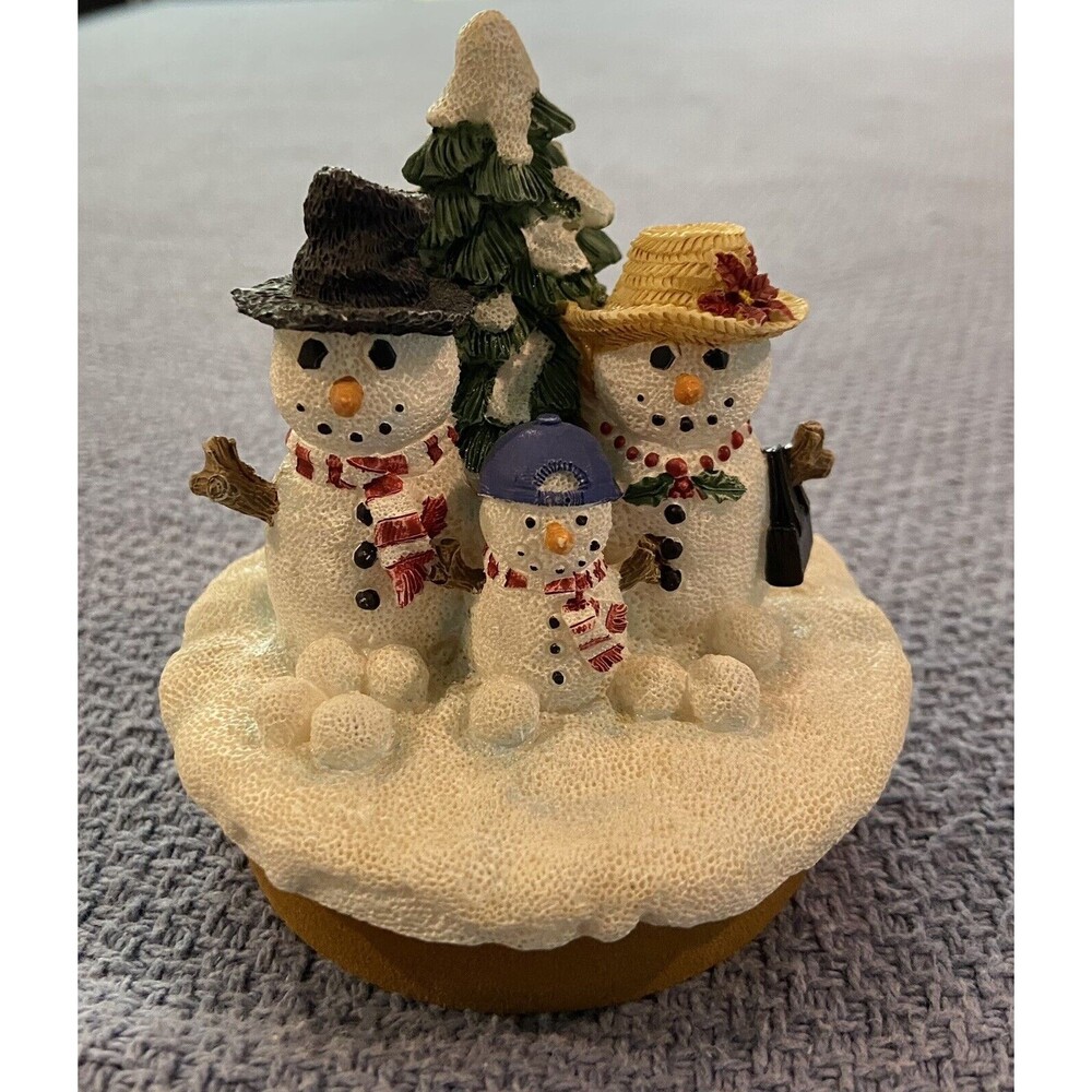 Snowman Family Jar Candle Topper Vintage 2000 Our America